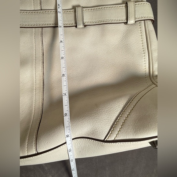 Coach Hampton Belted Satchel bone off white leather shoulder bag medium